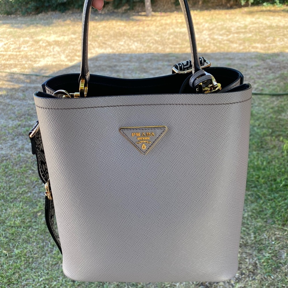 Authentic Prada saffiano leather panier bucket bag